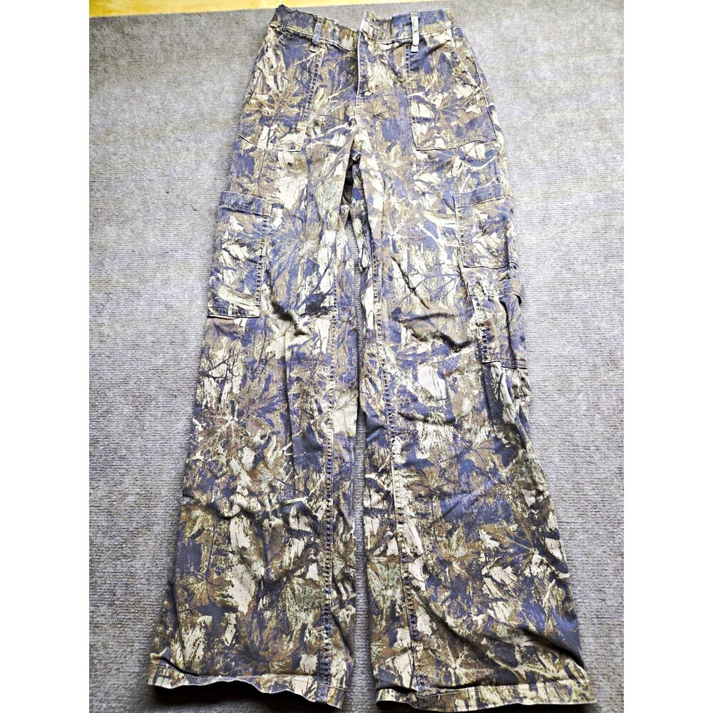 No Boundaries Women's Tree/foilage Green Cargo Wide-Leg Pants, Size XS (0-2)